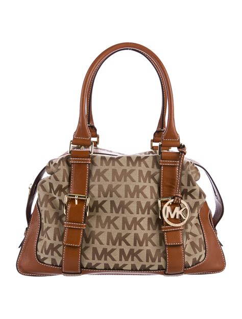 michael kors white monogram bag|michael kors canvas shoulder bag.